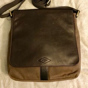 Fossil Leather and Canvas Messenger Bag
